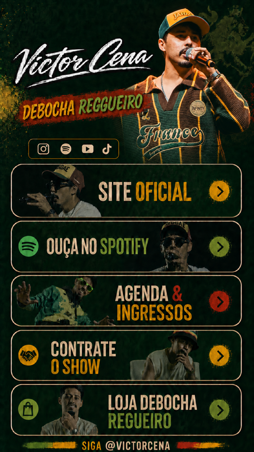 Victor Cena — site oficial, Spotify, agenda e ingressos, contratação de shows e loja Debocha Regueiro